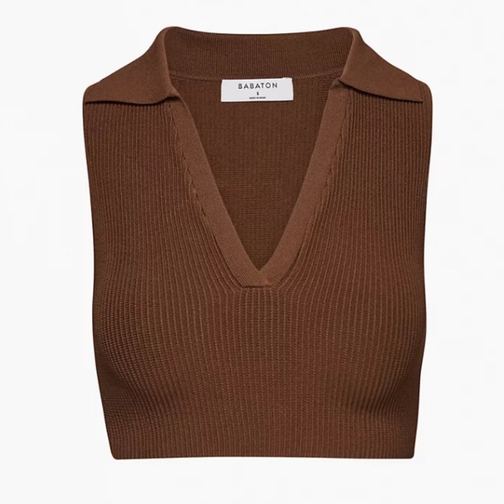 Aritzia babaton sculpt knit polo crop top